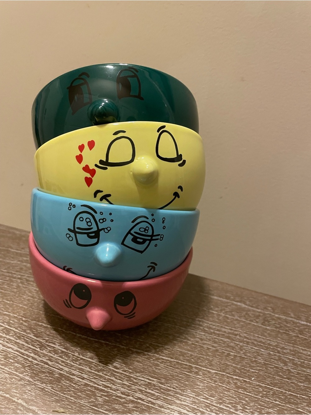 Vintage Livingware Collection Colorful Cute Face Bowls - Ceramic